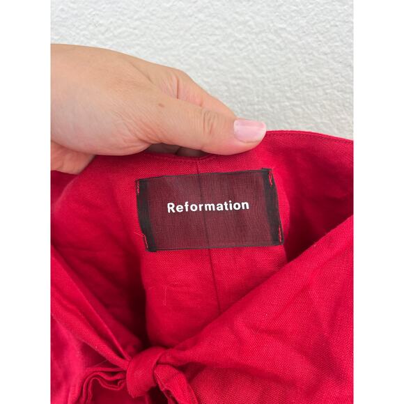 Reformation Linen Red Bow top size M - Picture 3 of 6